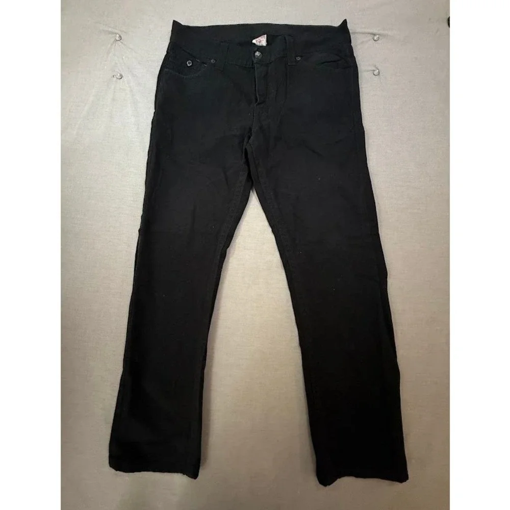 TRUE RELIGION Ricky Black Straight Jeans Men's‎ Belted Flap Pocketed 38X31.